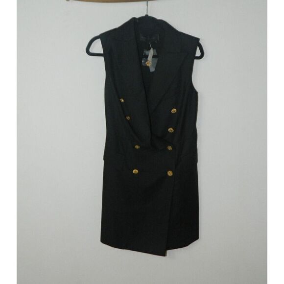 Blessed Are The Meek Blazer Dress Size 6 BLACK Double Breasted Sleeveless - Picture 1 of 16
